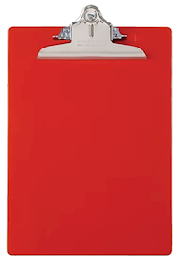 CLIPBOARD, SAUNDERS, PLASTIC, RECYCLED, LETTER SIZE, RED MAIN